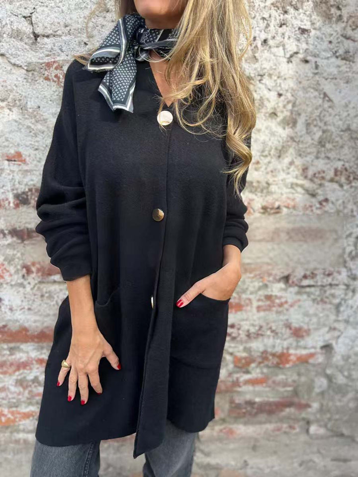Damen Modische Cardigan mit praktischen Taschen und Knopfverschluss Drune