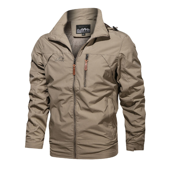 Herren nan leichte wasserabweisende Softshell Outdoorjacke mit Kapuze Brusttasche Drune
