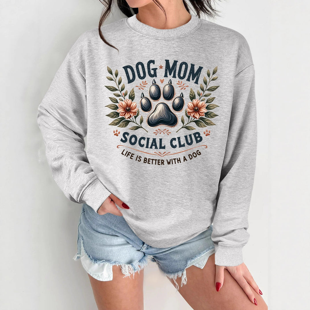 Damen Sweatshirt mit trendigem Hundemotiv und aufgepepptem Aufdruck Drune