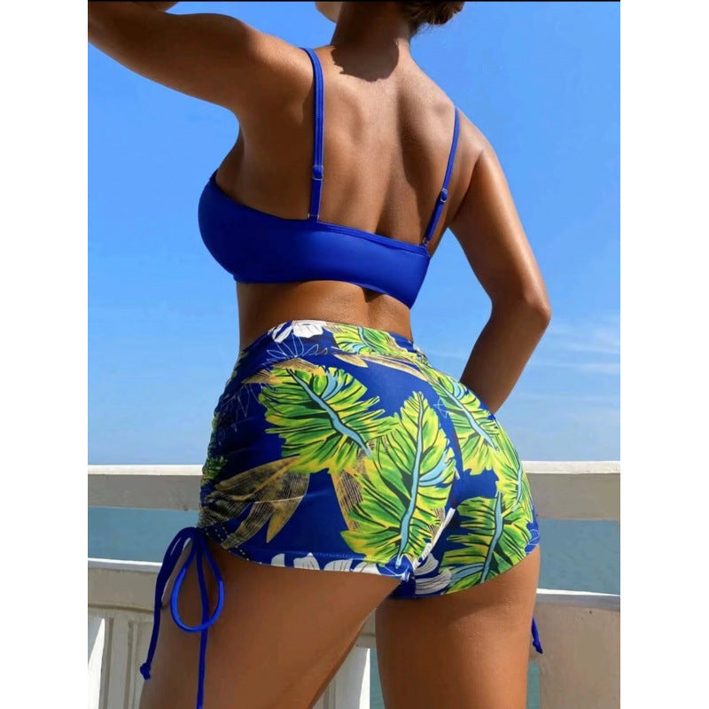 Damen Bikini-Set mit verstellbaren Trägern und floralem Volant Drune