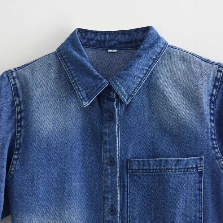 Damen Jeanshemd mit praktischer Brusttasche und modischem Washed-Effekt Drune