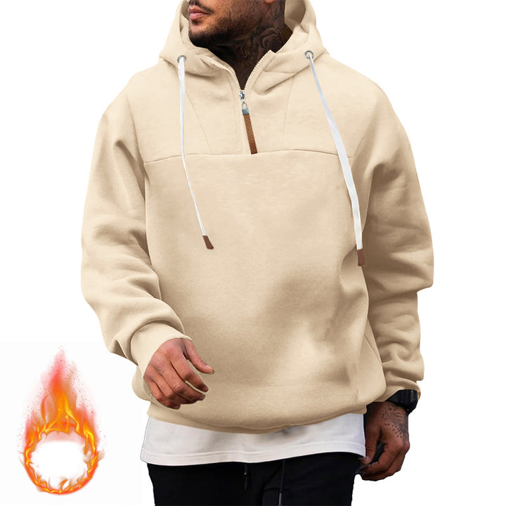 Herren Hoodie mit hohem Kragen und innovativem Reißverschluss Drune
