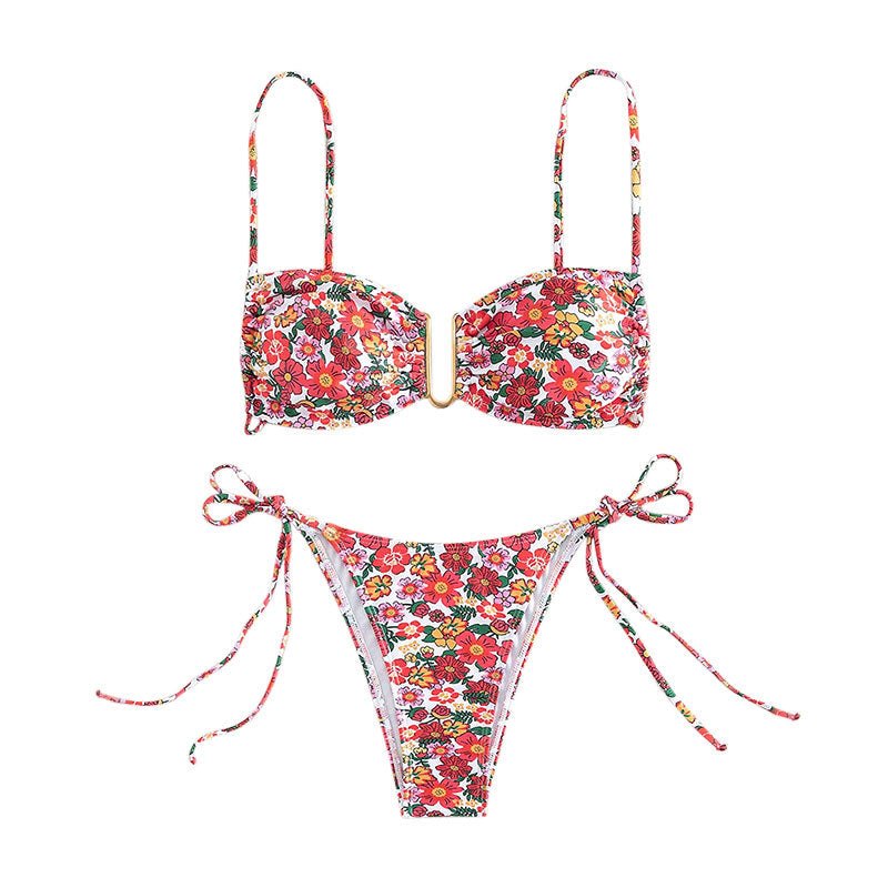 Damen Blütenmuster-Bikini mit verstellbaren Trägern Drune
