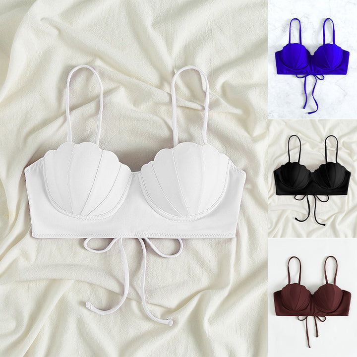 Damen Oberteil-Bikini mit dekorativen Schalen und verstellbaren Trägern Drune
