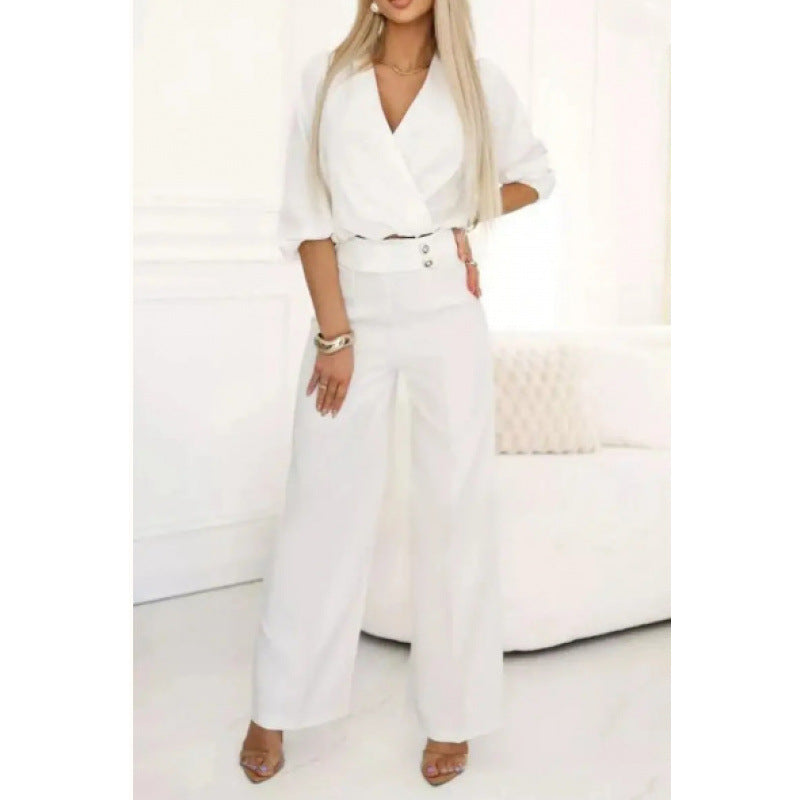 Damen elegantes Jumpsuit mit weiten Beinen Drune