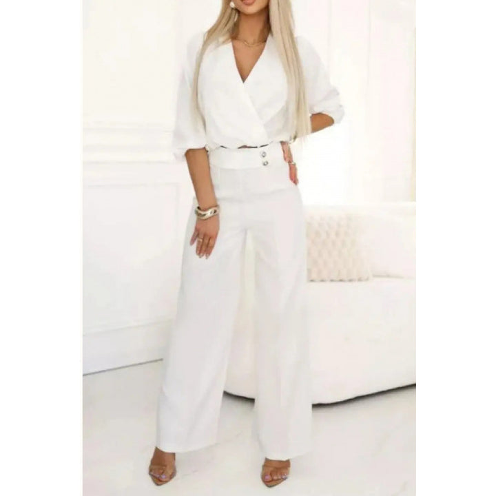 Damen elegantes Jumpsuit mit weiten Beinen Drune