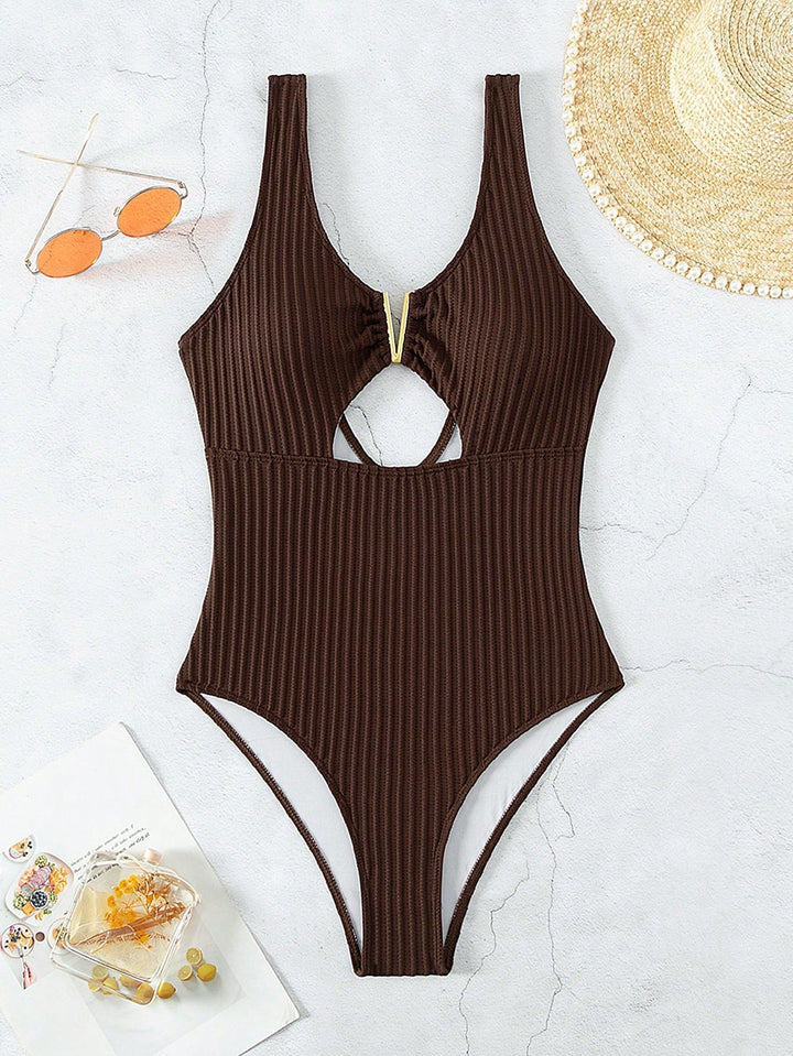 Damen Cut-Out Badeanzug mit elegantem Rippendesign Drune
