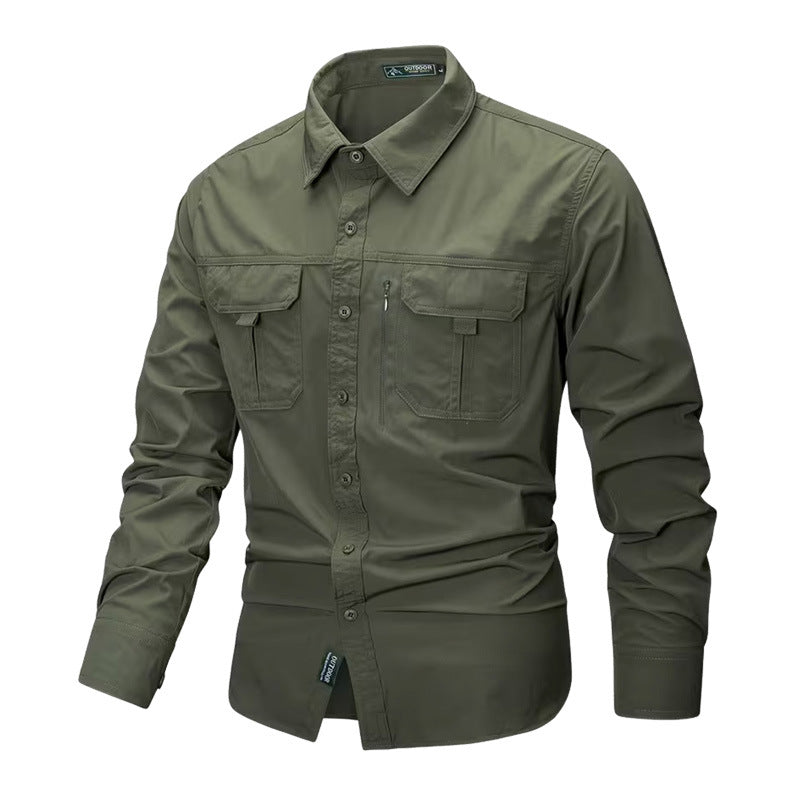 Herren nan robustes Trekkinghemd mit verstärkten Brusttaschen und atmungsaktivem Material Drune