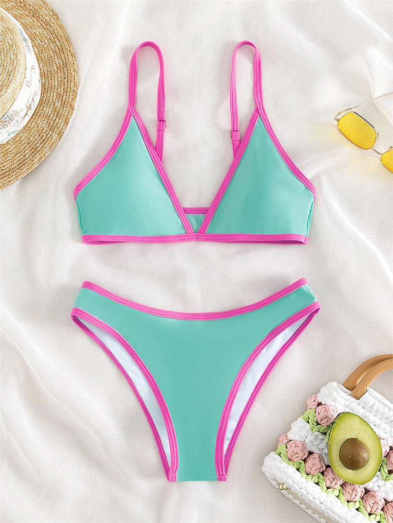 Damen Triangle Bikini Set mit Kontrastbesatz Drune