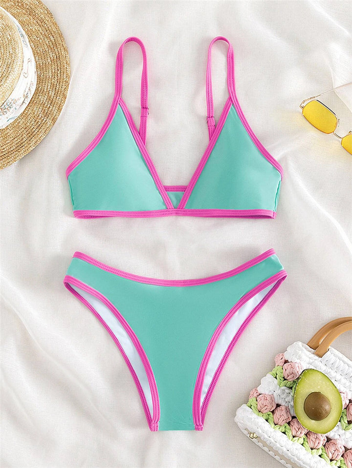 Damen Triangle Bikini Set mit Kontrastbesatz Drune