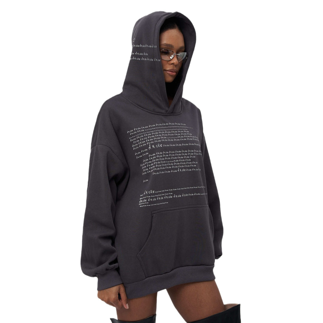 Damen Hochwertiger Oversized Hoodie mit modernem Schriftzug Drune