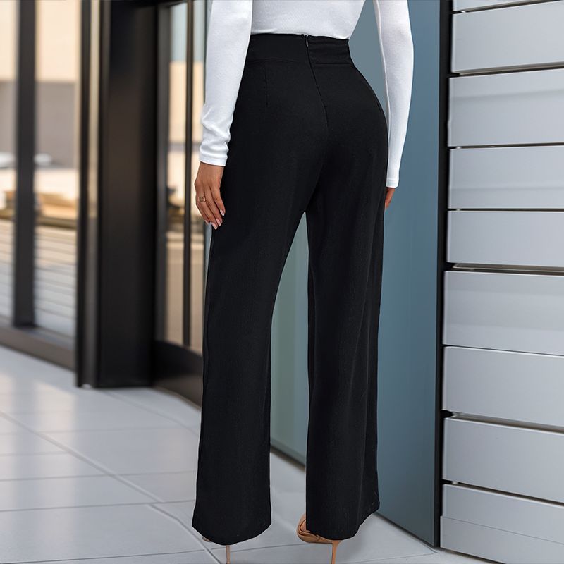 Damen elegante Hosen mit hohem Bund und Gürtel-Detail Drune