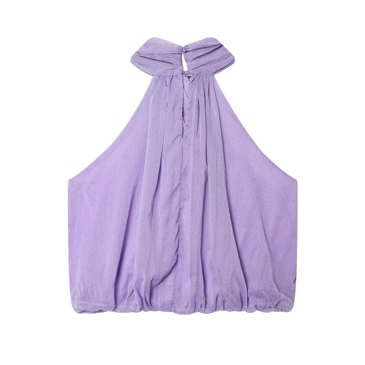 Damen ärmelloses Haltertop mit eleganter Raffung und modischem Schlüssellochausschnitt Drune