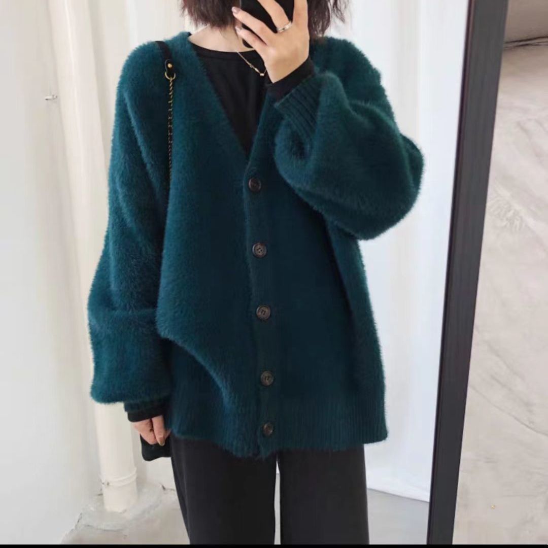 Damen Kuschelige Strickjacke mit tiefem V-Ausschnitt und weichem Material Drune