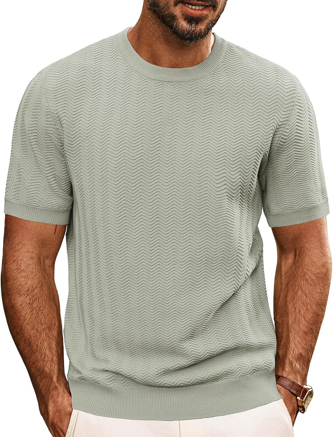 Herren strukturiertes Rundhals T-Shirt Drune