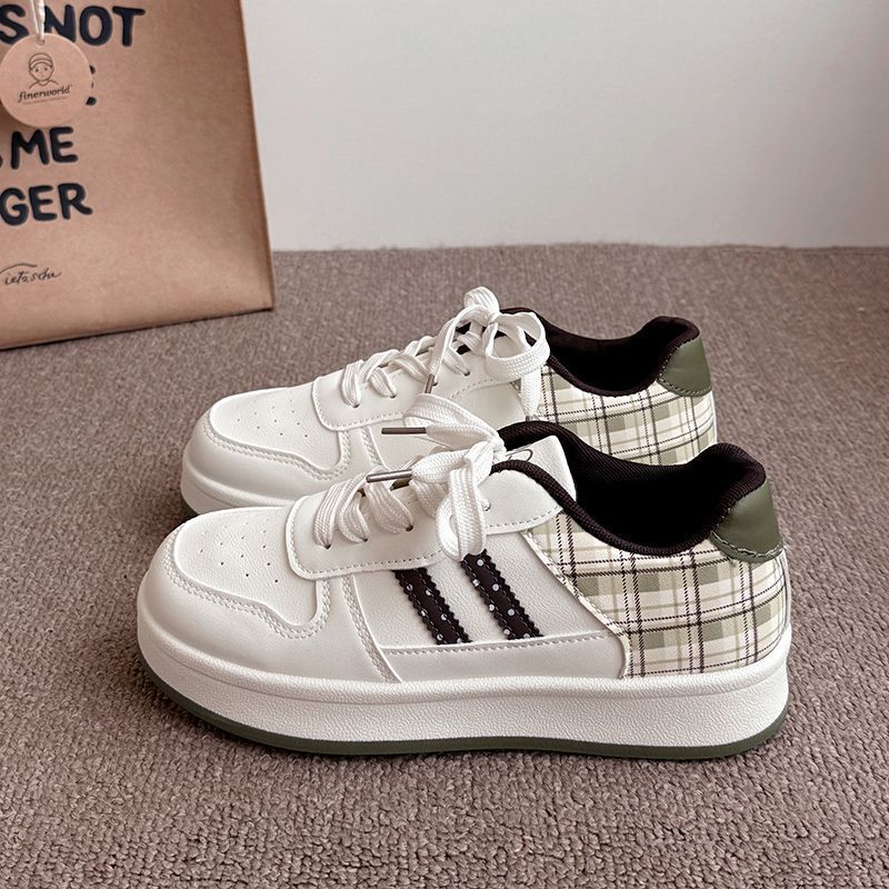 Damen modische Sneakers mit kariertem Einsätzen und gepolsterter Sohle Drune