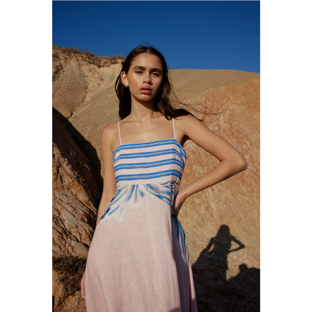 Damen Maxikleid mit dezenten Farbverlauf und floralem Muster Drune