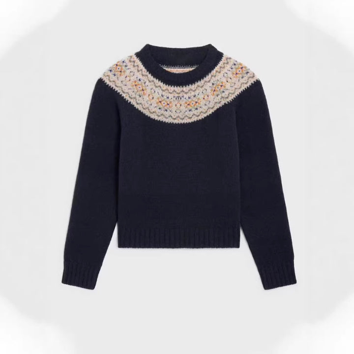 Damen Strickpullover mit kreativem Norweger-Muster Drune