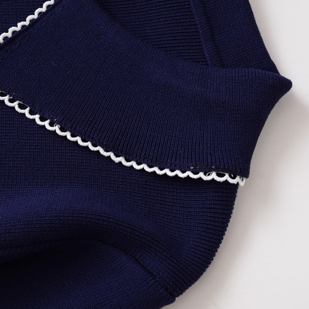 Damen modische Strickjacke mit Kragen und Knopfleiste Drune
