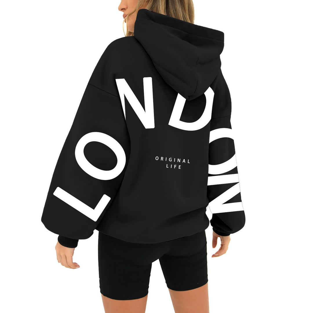 Damen oversized Hoodie mit trendigem London-Print Drune