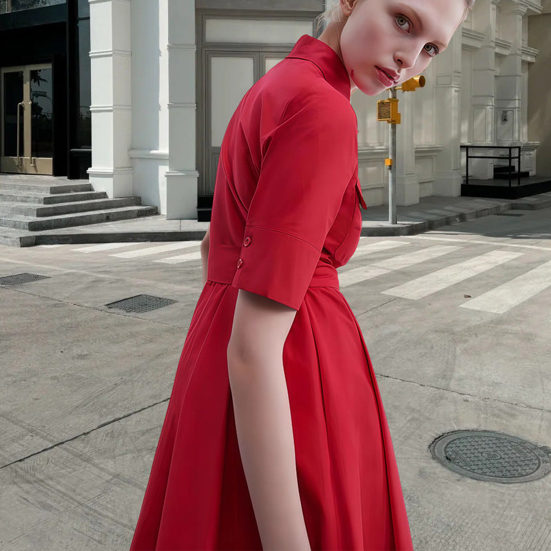 Damen Hemdkleid mit tailliertem Gürtel und klassischen Details Drune