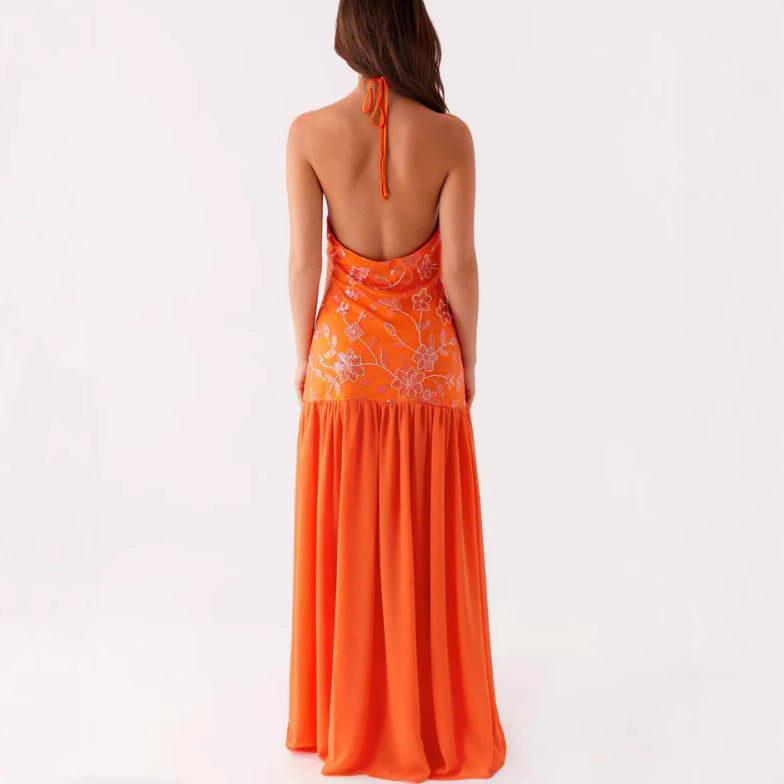 Damen Elegantes Maxikleid mit floralem Print und schwingendem Rock Drune