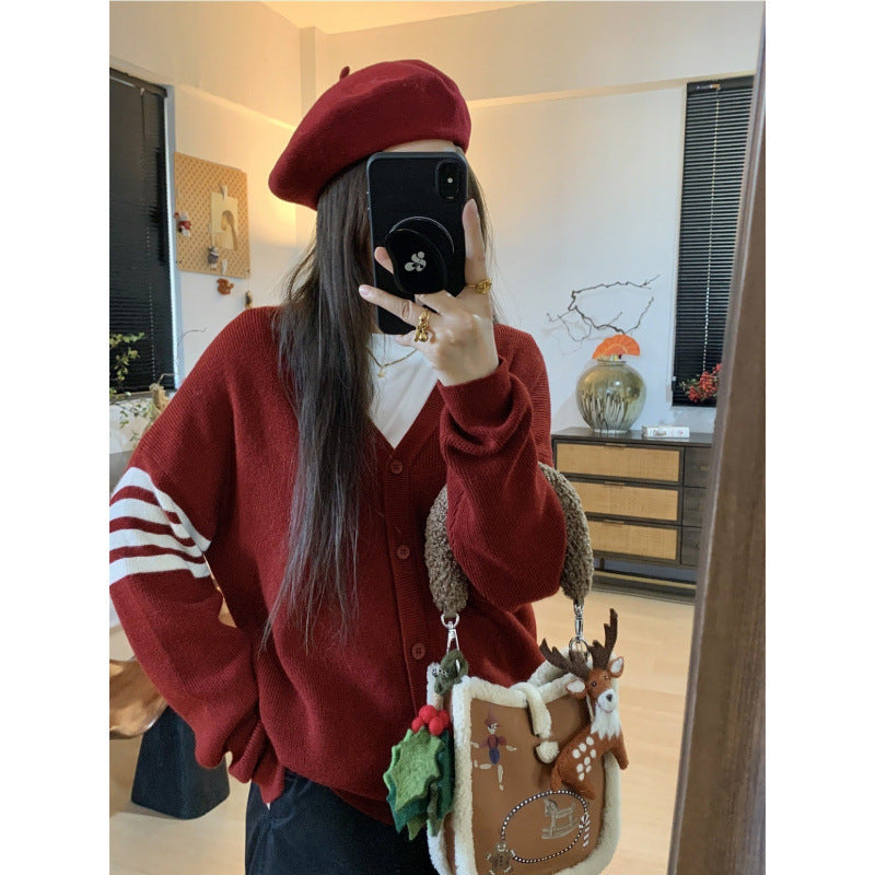 Damen warme und stylische Strickjacke Drune