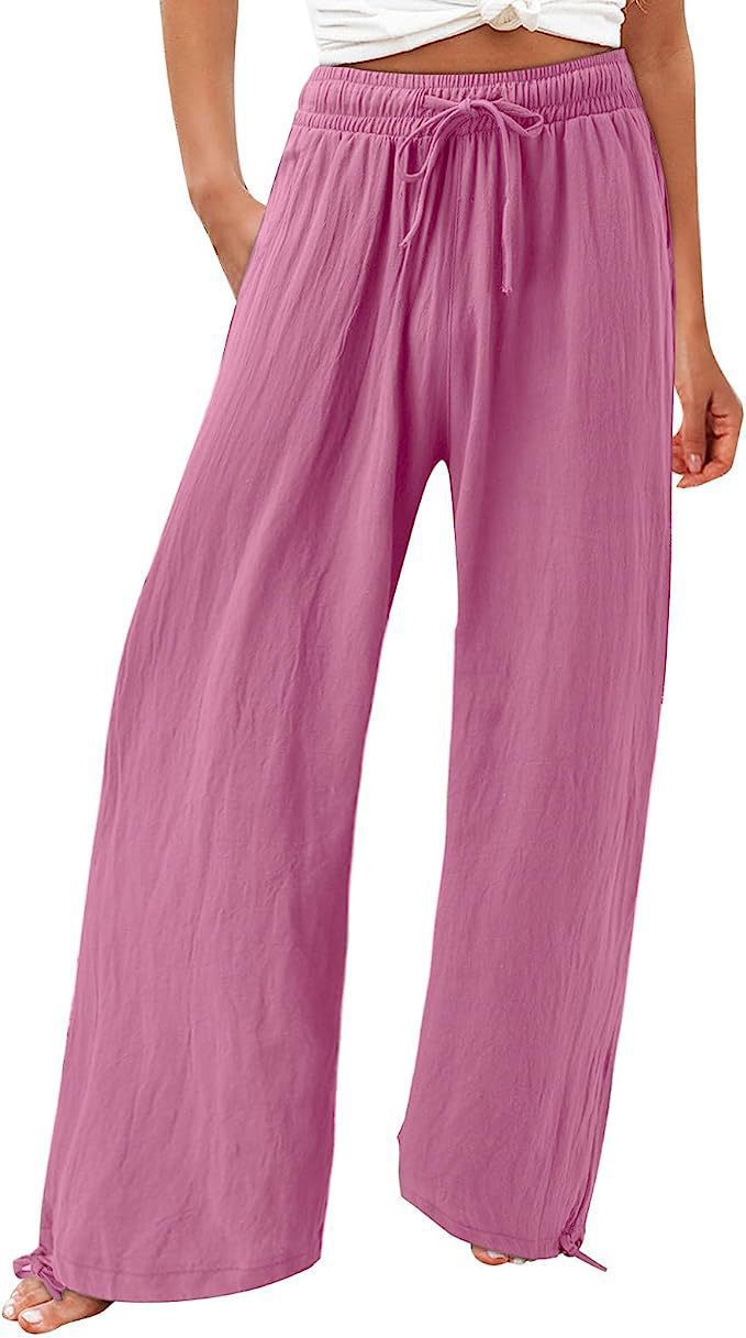 Damen Weite Sommerhose aus leichtem Material mit verstellbarem Bund Drune