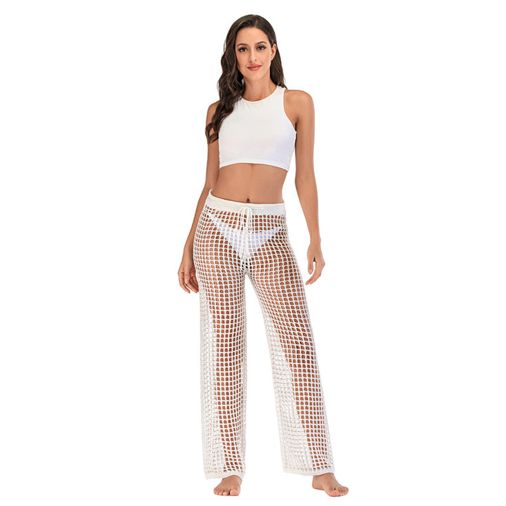 Damen Häkel Strandhose mit hoher Taille und weitem Schnitt Drune