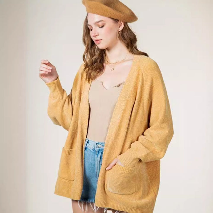 Damen Kuschelige Strickjacke mit seitlichen Taschen und offener Front Drune