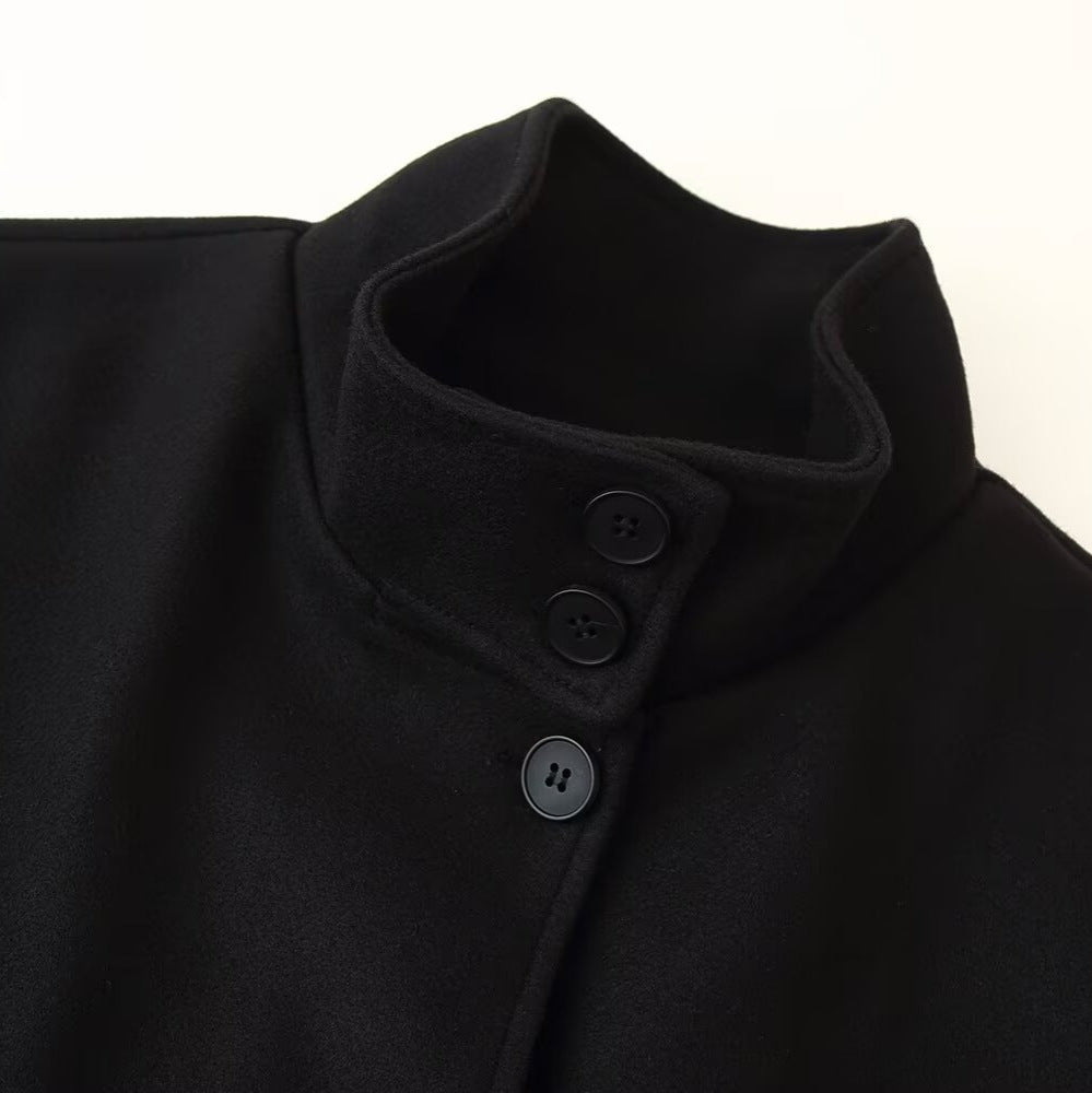 Damen modische Jacke mit hochgeschlossenem Kragen und Knopfdetails Drune