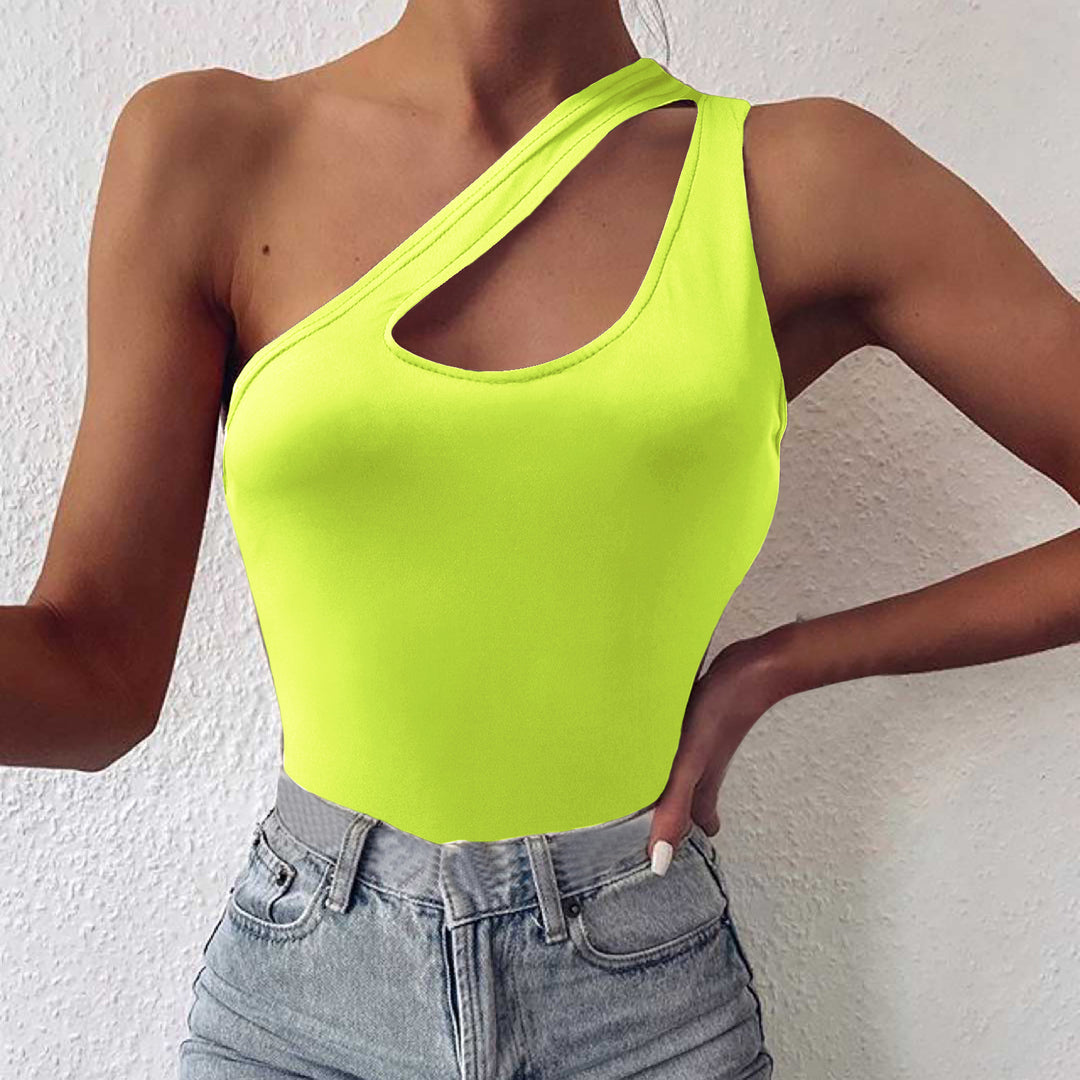 Damen asymmetrisches Bodysuit mit modischem Cut-Out Drune