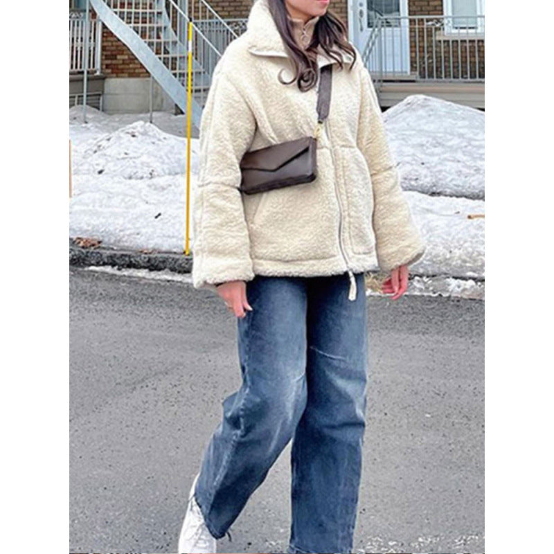 Damen Fleecejacke mit hochschließendem Kragen und Taschen Drune