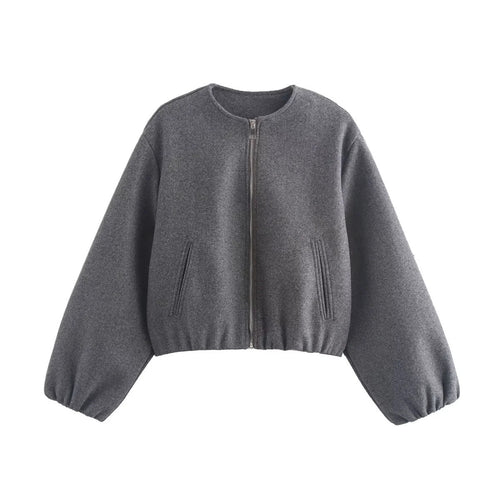 Damen lockere Blousonjacke aus weichem Material Drune