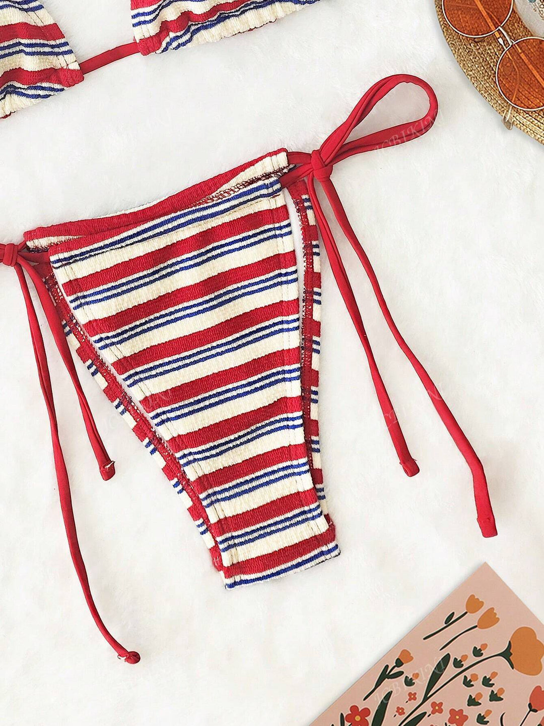 Damen Triangel-Bikini mit buntem Streifenmuster Drune