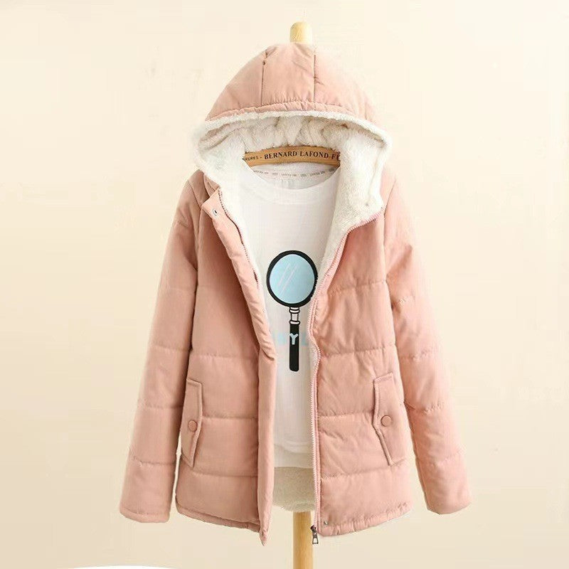 Damen gesteppte Winterjacke mit Kapuze und warmem Innenfutter Drune