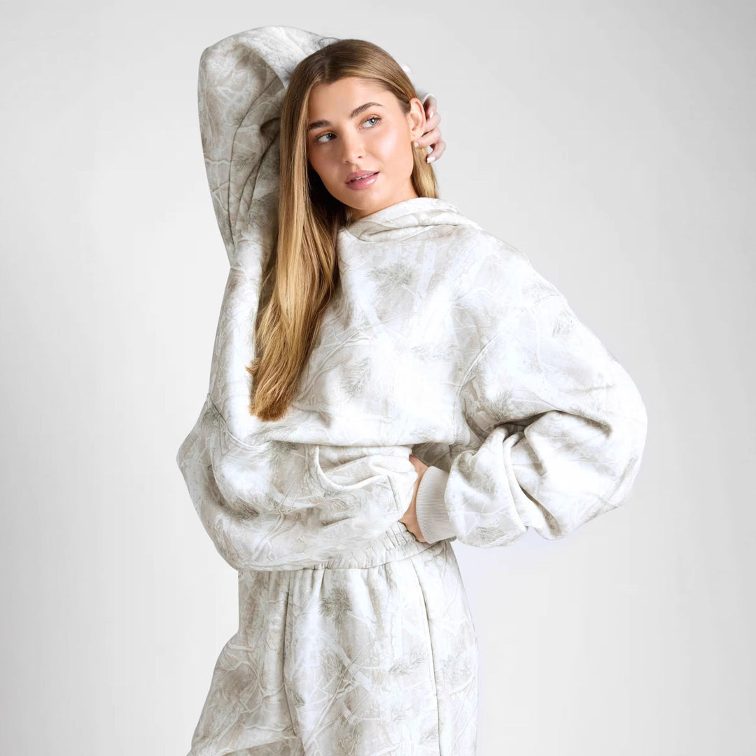 Damen Kapuzenpullover mit elaboratem Camouflage-Muster Drune