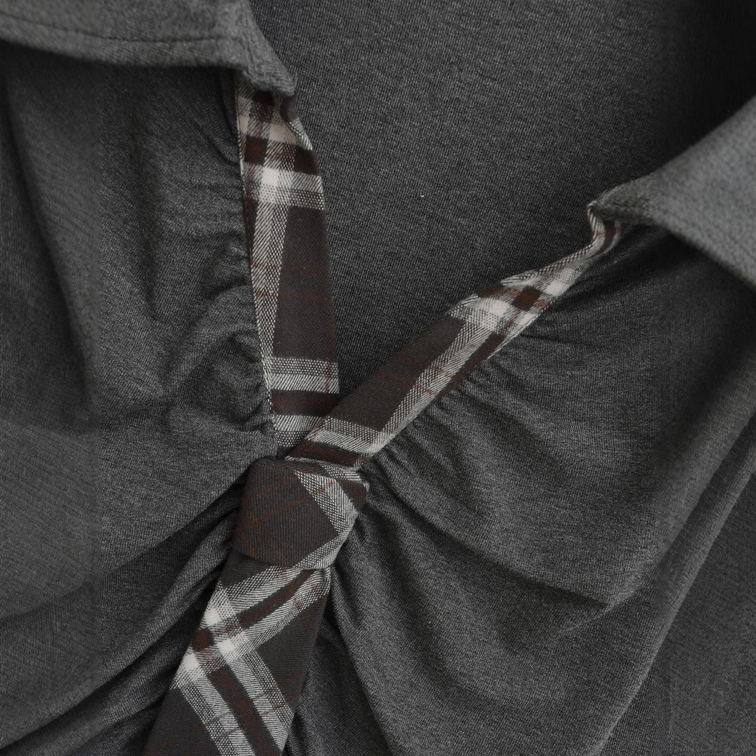 Damen Langarmshirt mit raffiniertem Wickel-Design und modischem Krawattenausschnitt Drune