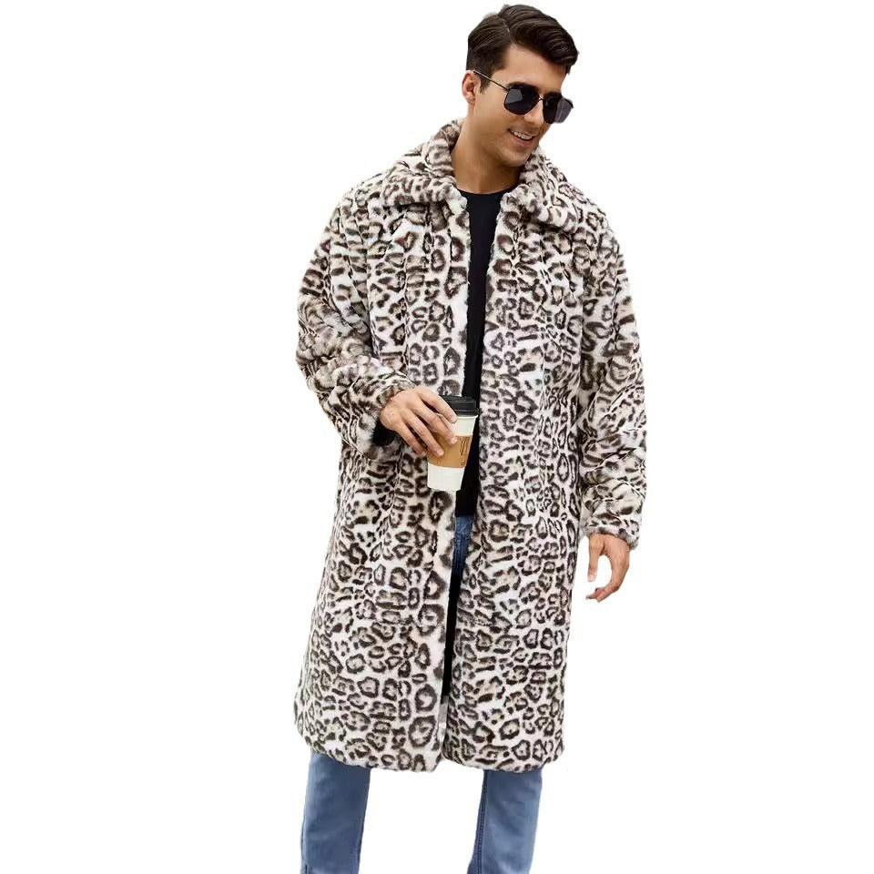Herren Modischer Kunstfellmantel im Schlangenleder-Look Drune