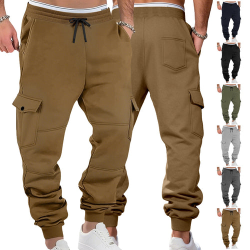 Herren nan sportive Jogginghose mit Cargotaschen Kordelzug und geripptem Knöchelsaum Drune