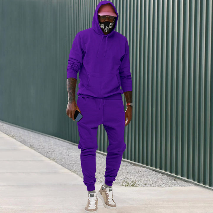 Herren nan lässiges Hoodie- und Jogging-Set aus French Terry mit Kängurutasche, gerippten Bündchen und elastischem Tunnelzugbund Drune