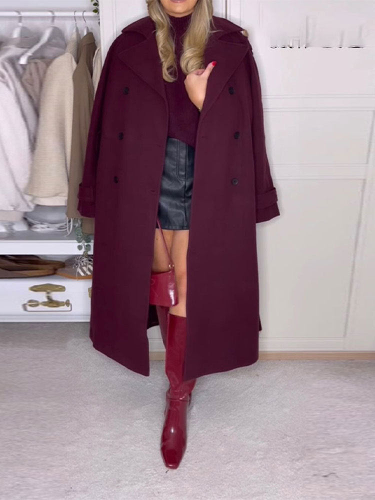 Damen Oversize-Trenchcoat mit doppelter Knopfreihe und großzügigen Taschen Drune
