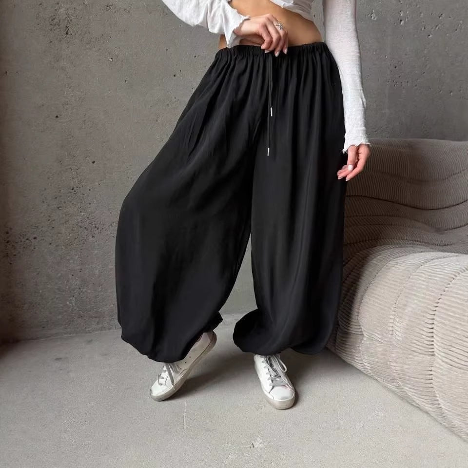 Damen Legere Palazzo-Hose mit elastischem Bund Drune