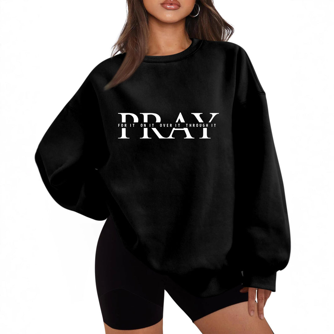 Damen Sweatshirt mit oversized Schnitt und inspirierendem Aufdruck Drune