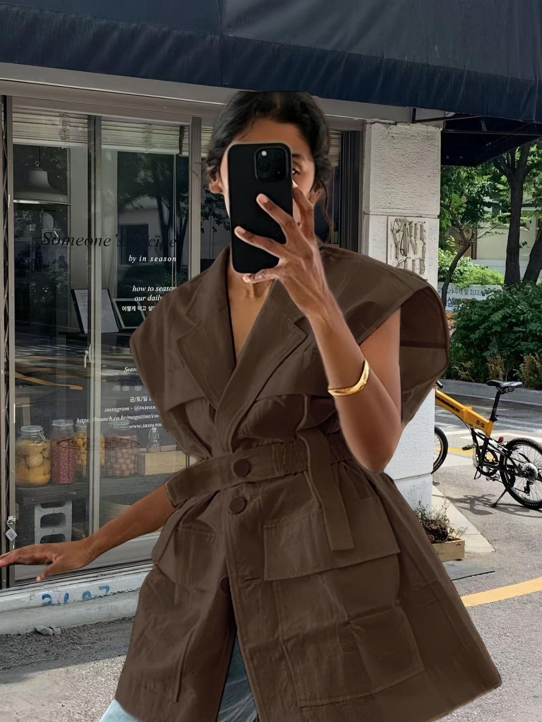 Damen modische Utility-Weste mit oversize Schnitt und praktischen Taschen Drune