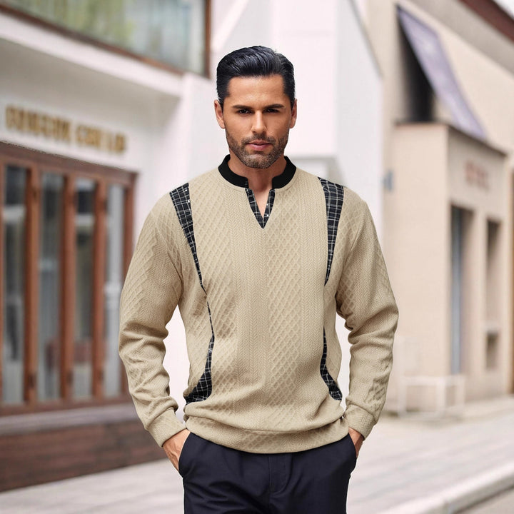 Herren Strickpullover mit modischen Karoelementen Drune