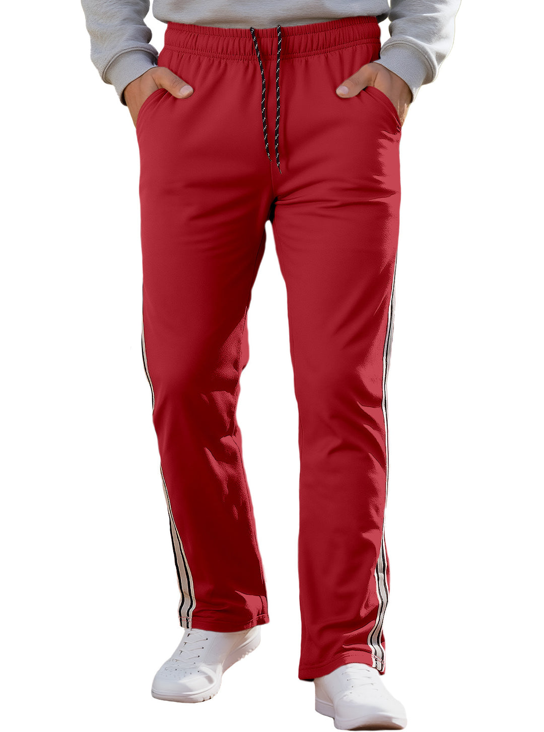 Herren nan Retro-Trackhose mit schmal zulaufendem Bein elastischem Bund Tunnelzug und seitlichen Streifen Drune