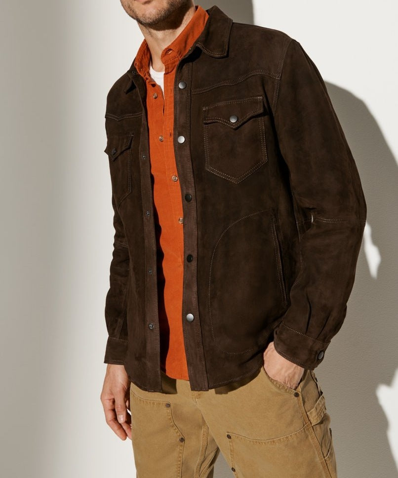 Herren Wildlederjacke im modernen Schnitt mit praktischen Taschen Drune