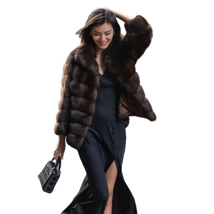 Damen Luxuriöse Kunstpelzjacke mit voluminösen Ärmeln Drune