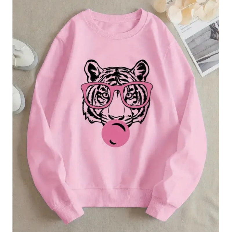 Damen Sweatshirt mit kreativem Tiger-Grafikdesign Drune